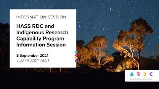 HASS Research Data Commons and Indigenous Research Capability Program information session