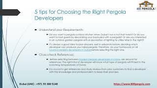 5 Tips for Choosing the Right Pergola Developers in Dubai