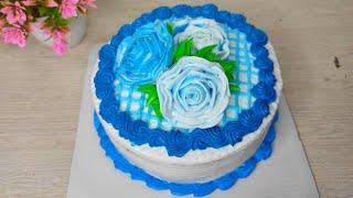 BLUE & WHITE COLOR COMBINATION CAKE DECORATION IDEA #shorts