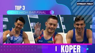 Top 3 in Men's High Bar Final - 2024 Koper Gymnastics World Challenge Cup