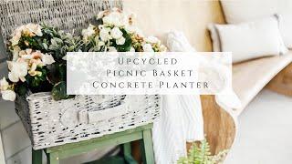 Upcycled Picnic Basket Concrete Planter