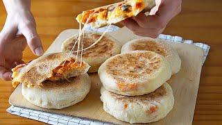 ¡Sin horno, sin levadura, pizza bolsillo! Fácil de hacer pero asombrosamente delicioso