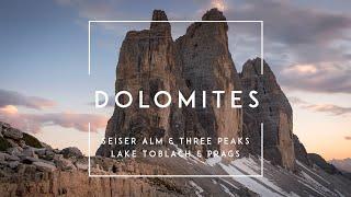 Italy Dolomites - Three Peaks, Seiser Alm, Toblacher Lake, Lake Prags - Time-lapse 4k