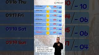 [주간일기예보] 01월 13일부터 01월 19일까지 주간일기예보 #Shorts