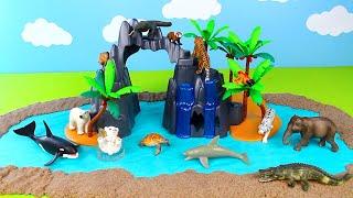 Fun Island Diorama with Wild Zoo and Sea Animals For Kids