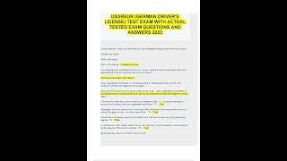 USAREUR GERMAN DRIVER'S LICENSE TEST EXAM COMPLETE QUESTIONS AND ANSWERS 2023 GRADED A+