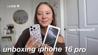 UNBOXING THE IPHONE 16 PRO!!! new features & accessories 