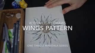 Drawing One Tangle Mandala - Wings tangle pattern in a circle