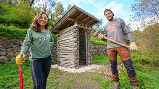 We REBUILT a charming LOG CABIN OUTHOUSE on our homestead