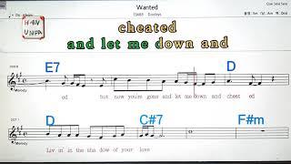 Wanted/Dooleys노래방, 가라오케, 코드 큰 악보,반주,가사Karaoke, Sheet Music, Chord, MR