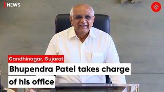 Newly Elected Gujarat CM Bhupendra Patel Takes Charge Of His Office In Gandhinagar