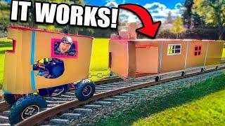 Massive BOX FORT 4 ROOM TRAIN! First Class Cardboard Train (24 Hour Challenge)