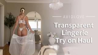 Transparent try on Haul Lingerie on High Heels| Avidlove ft.Natbelleza