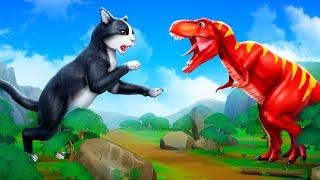 Evil Black Dinosaur vs Magical Giant Cat Epic Battle - Dinosaurs Rescue Adventure | Jurassic World