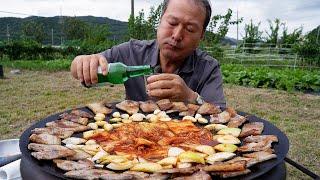 소주 땡기게 만드는 아버지의 솥뚜껑 삼겹살 혼술 먹방! (Samgyeopsal on a cauldron lid with Soju) 요리&먹방 - Mukbang eating show