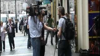 Fans gather outside Lyric theatre, London