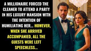 MILLIONAIRE FORCES CLEANER TO ATTEND HIS PARTY, BUT HER ARRIVAL LEAVES EVERYONE SPEECHLESS...