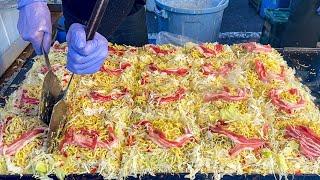 japanese street food - hiroshima style okonomiyaki  お好み焼き