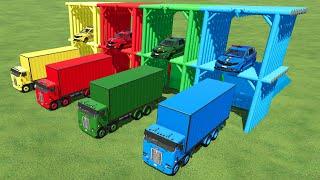 GARAGE OF COLORS ! POLICE CARS TRANSPORTING TO GARAGE WITH LIZARD TRUCK ! FS 22 !!