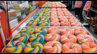 old out if you make it! Colorful rainbow bagels! / korean street food