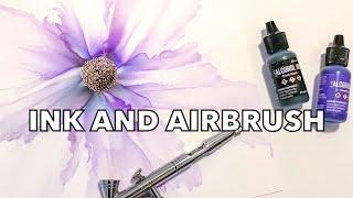 Alcohol ink flower - airbrush and Ranger [51]