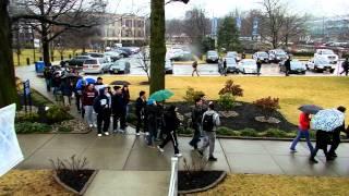 Students March Past Kean Hall (2/16/12)