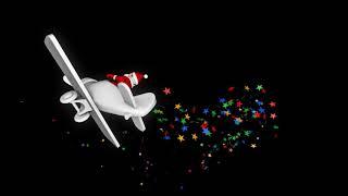 Santa 3d character flight on airplane-FOOTAGE