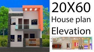 20X60 House plan with 3d elevation by nikshail