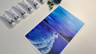 바다그리는법 | 겨울바다그리기 | Color ASMR | Painting a winter sea in oils