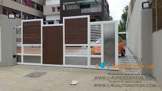 Wood Plastic Composite WPC Gates / Latest Modern Wood Planks Sliding Gate Automation