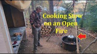 Cooking Beef Stew on an Open Fire