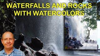 How to paint waterfalls and rocks with watercolors – simple watercolour techniques for water spray