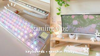 aesthetic keyboards unboxing ⌨️ + cozy genshin gameplay