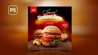 Social Media Food Menu Flyer Design | Photoshop Tutorial 2023