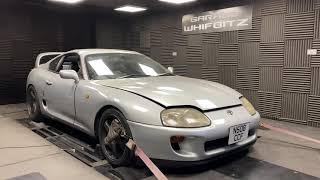 Toyota Supra twin turbo auto dyno power run on the Whifbitz dyno!