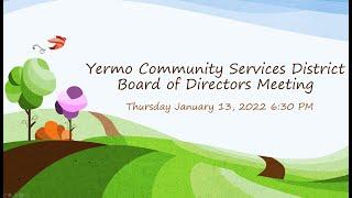 Yermo Community Services District Board of Directors Meeting on Thursday January 13, 2022 6:30 PM