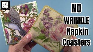 How to DECOUPAGE a Napkin Coaster with NO WRINKLES – The EASY Way!