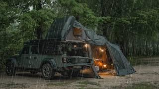 Heavy Rain and STORM Car Camping [4K] - | Jeep Gladiator | Relax | ASMR | Cozy