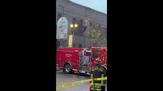 Man crosses wires in Vancouver, falls onto fire truck