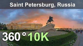 Saint Petersburg, Russia. Virtual travel. Aerial 360 video in 10K.