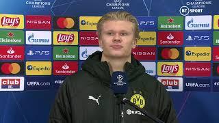 "You sleeping lonely tonight?" Seriously awkward Erling Haaland interview after Brugge 0-3 Dortmund