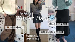 ️야금야금 모은 겨울하울 Winter Haul| 위시리스트 털어버린 #겨울코디 / 지그재그, 스파브랜드, 유니클로, 무신사, 스파오 플리츠치마, 뽕뽑템으로 따수운 겨울보내기️