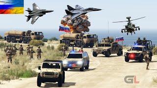 Russia Ukraine War | Ukrainian fighter Jets & WAr Helicopters Attack on Russian Army Convoy - GTA 5