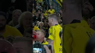 Reus loving life in with the Dortmund ultras  #UCL