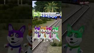 funny danceing colourfull dog stop the train #tranding #youtubeshorts #viralshort #shorst