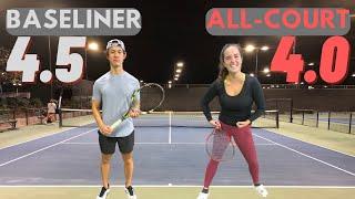 USTA 4.5 Baseliner Guy vs. USTA 4.0 All Court Girl | Singles Tiebreakers with Michelle & Winston