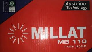 Millat battery MB110 Austrian technology 11Plastes12V62AH.@AKBatteryCenter