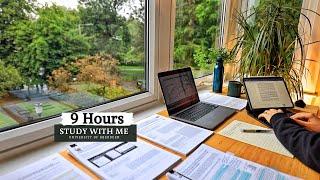 9 HOUR STUDY WITH ME | Background noise, 10 min Break, No music, Study with Merve