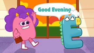 Morning afternoon evening night song ! greeting for kids  English education cartoon