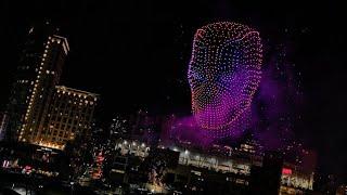 Drone Show and fireworks, San Diego Comic-Con, Deadpool & Wolverine | FULL SHOW, aerial view